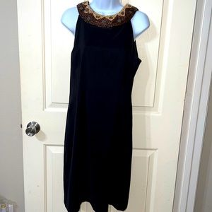 Beaded neckline Black Sheath Dress